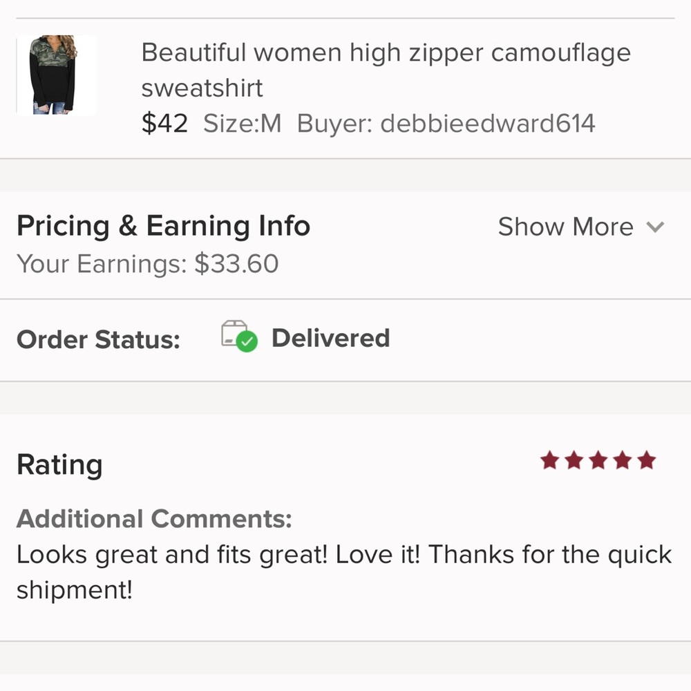 Beautiful women high zipper camouflage sweatshirt - Picture 6 of 6